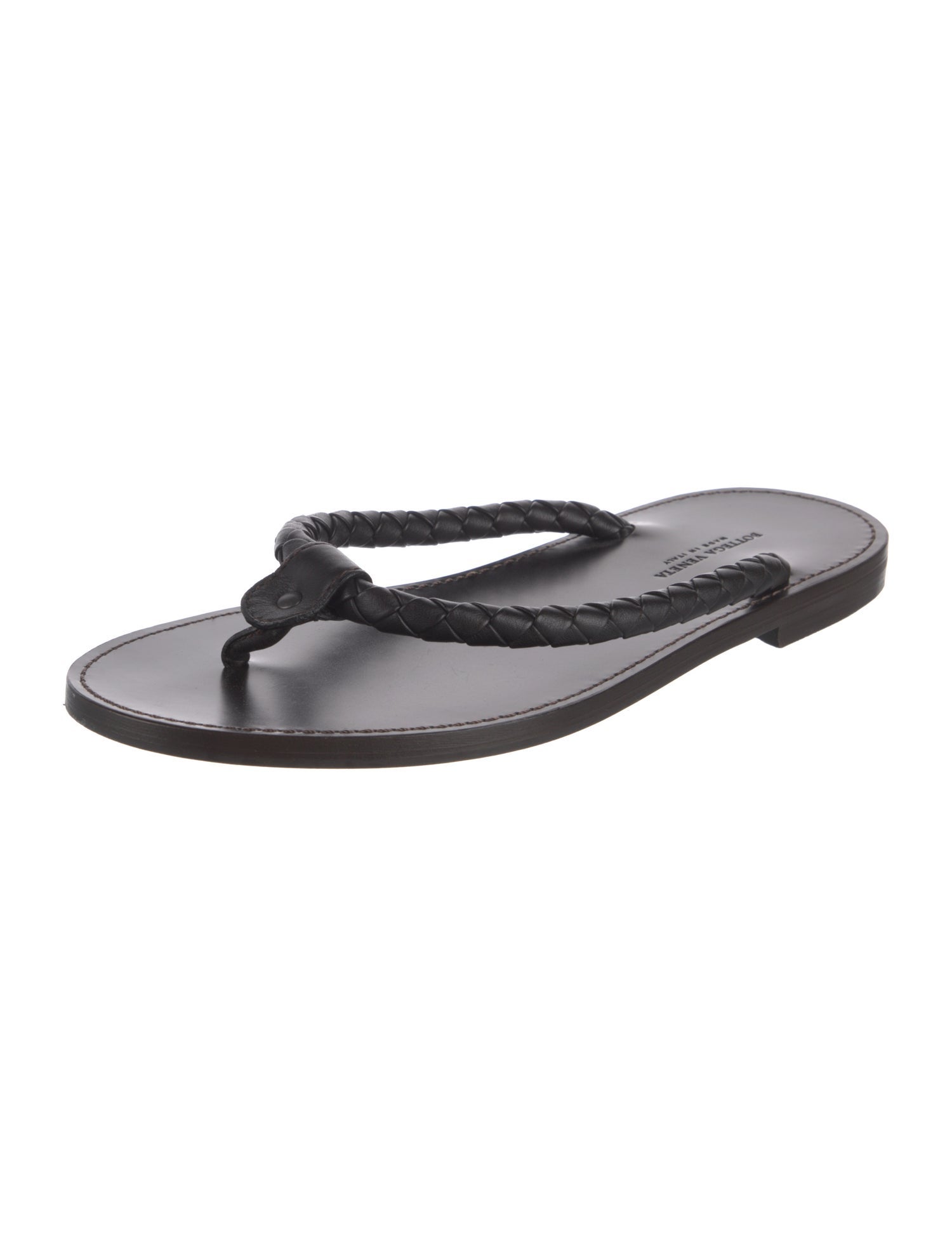 Bottega Veneta Intrecciato Weave Leather Flip Flops