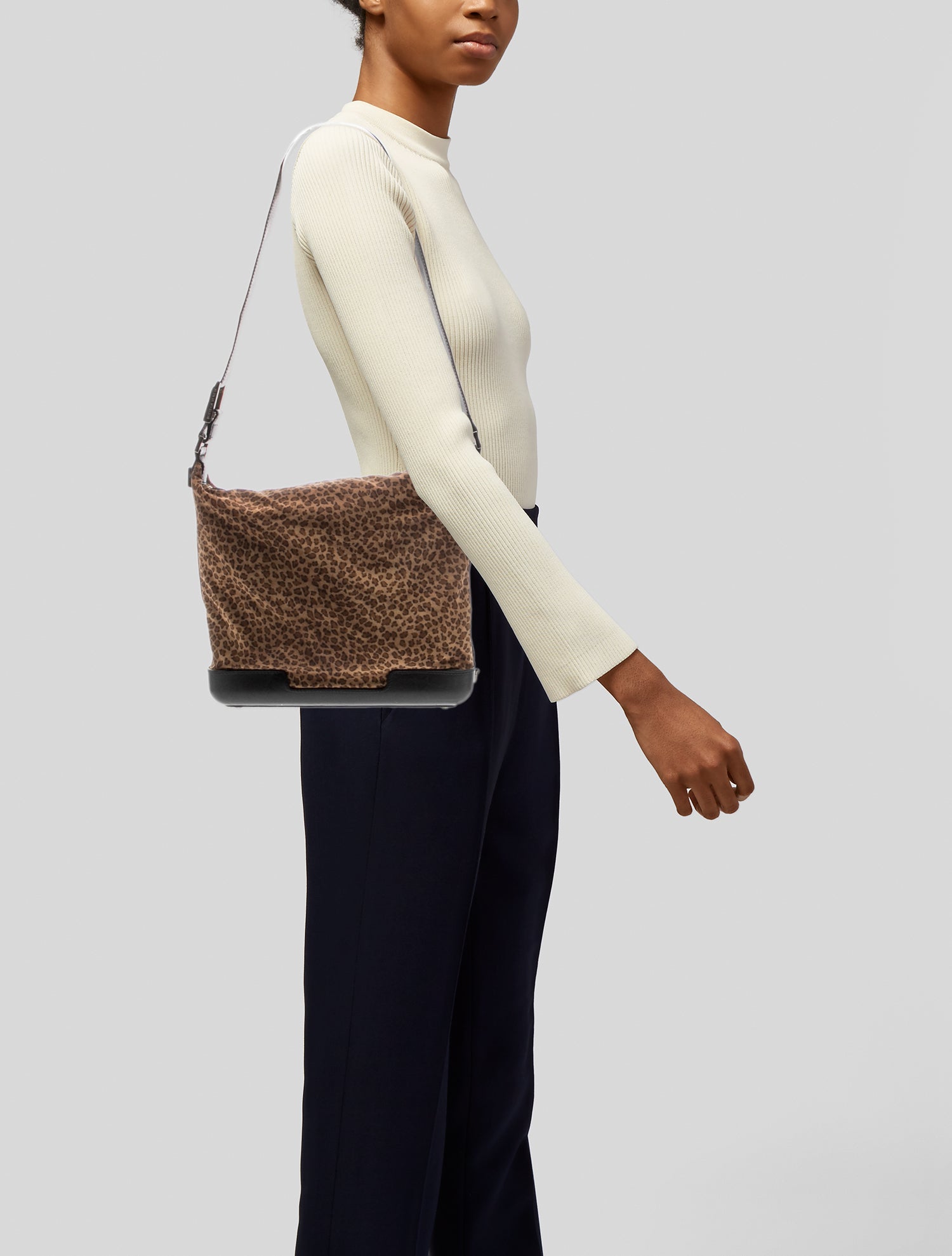 Bottega Veneta Nylon Leopard-Print Two-Way Medium - Brown Shoulder 