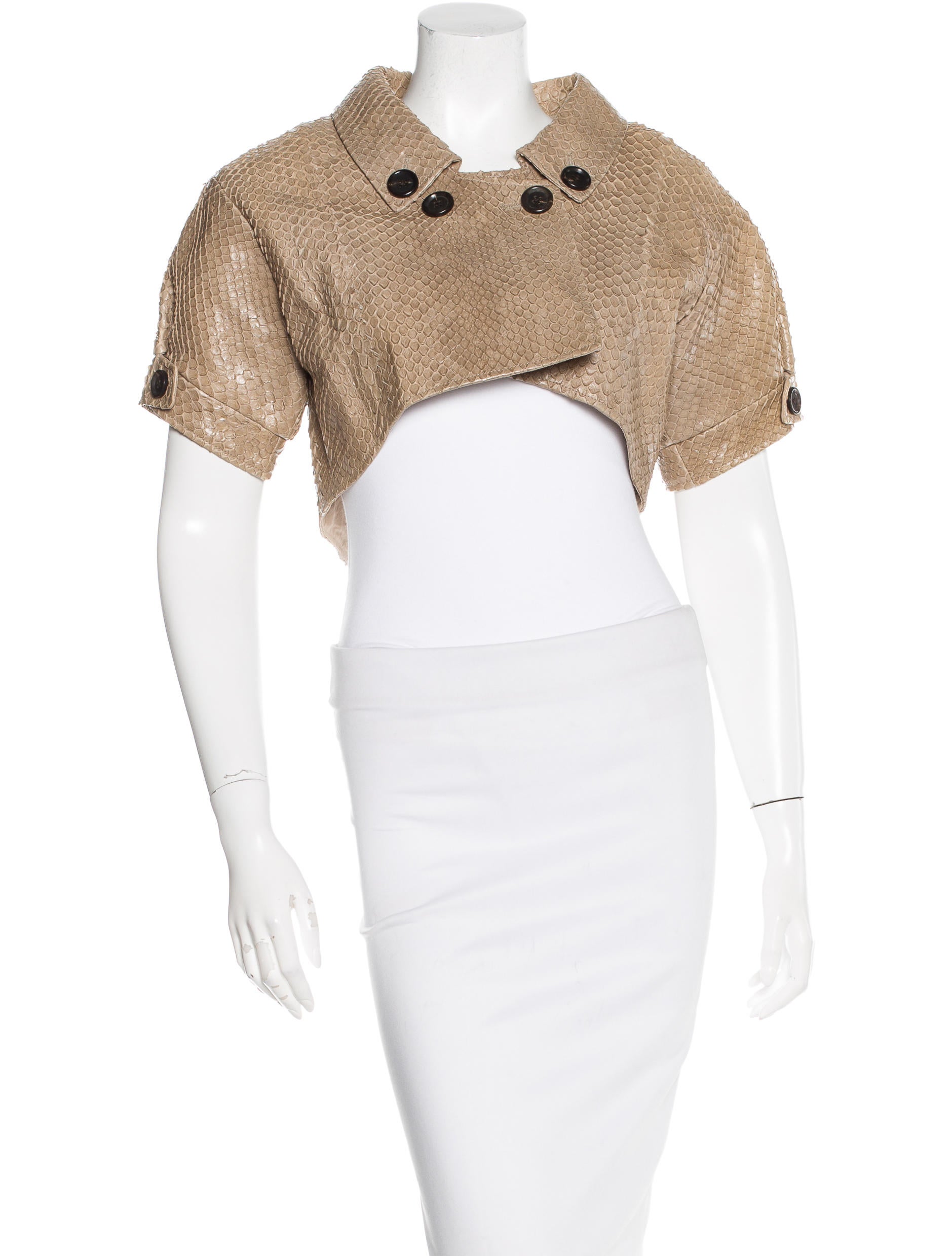 Bottega Anaconda Cropped Jacket Clothing BOT38446 The RealReal