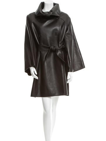 Bottega Veneta Double-Breasted Leather Coat w/ Tags