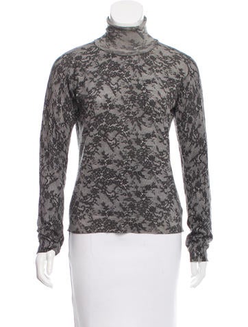 Bottega Veneta Lace Print Cashmere Top