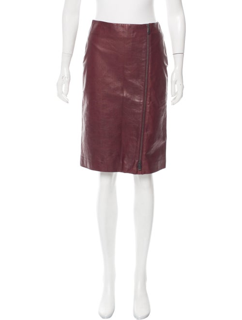 Bottega Veneta Leather Pencil Skirt red