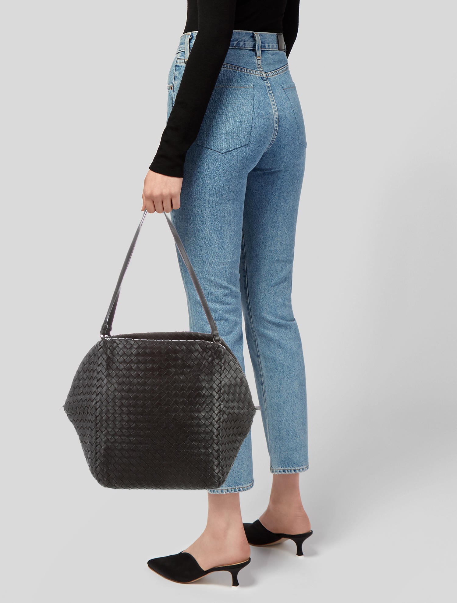Bottega Veneta Intrecciato Cubo Bag - Black Shoulder Bags
