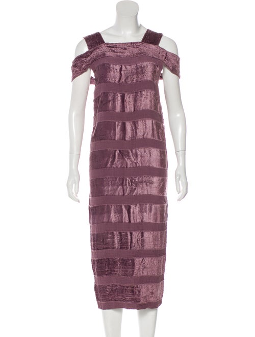 Bottega Veneta Velvet Midi Dress Purple