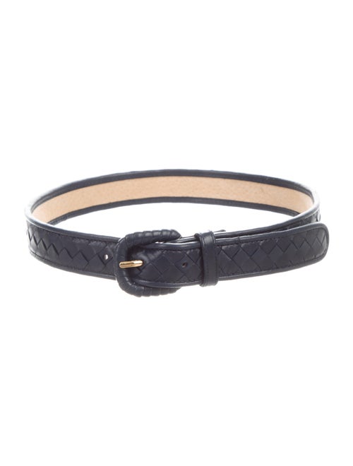 Bottega Veneta Intrecciato Leather Belt Navy