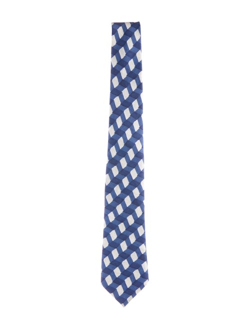 Bottega Veneta Printed Silk Tie blue