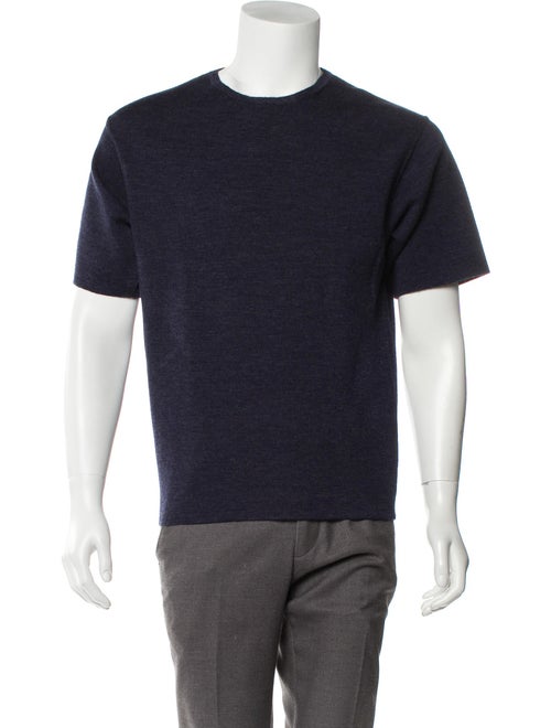 Bottega Veneta Wool Short Sleeve Sweater navy