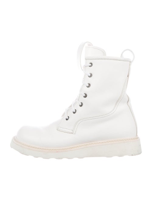 Bottega Veneta Leather Combat Boots White