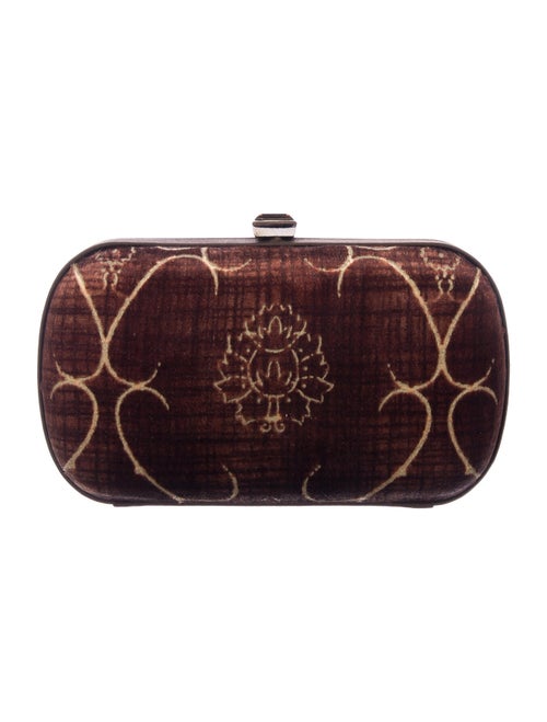 Bottega Veneta Vintage Velvet Box Clutch Brown