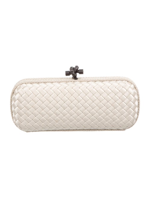 Bottega Veneta Raffia-Trimmed Satin Knot Clutch