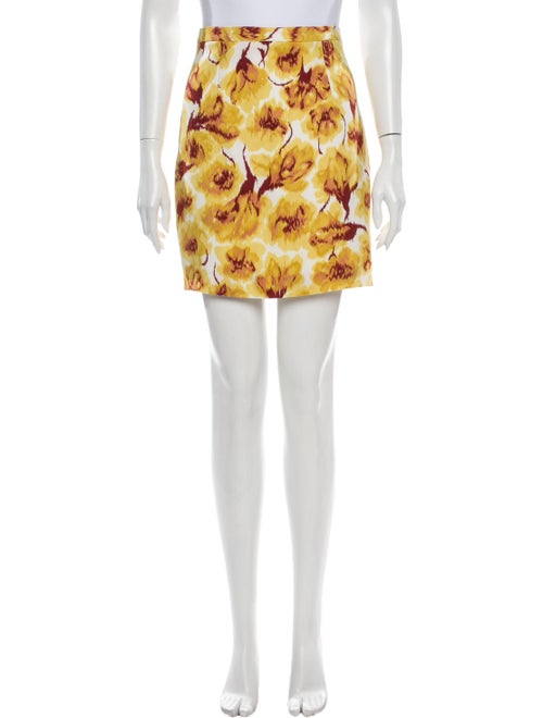 Bottega Veneta Floral Print Mini Skirt Yellow