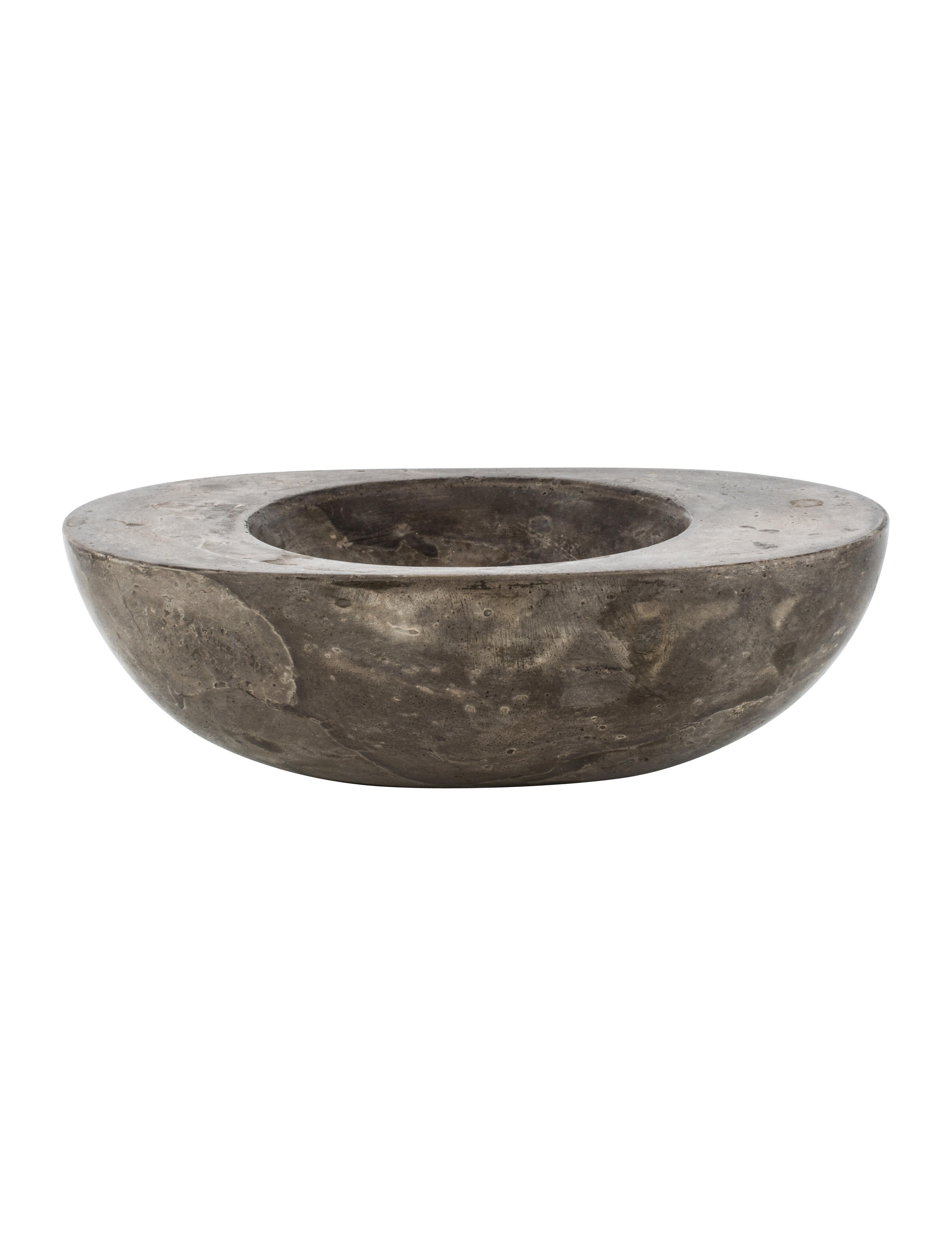 Decorative Bowls Set of Three Sculpted Stone Bowls Brown Decorative