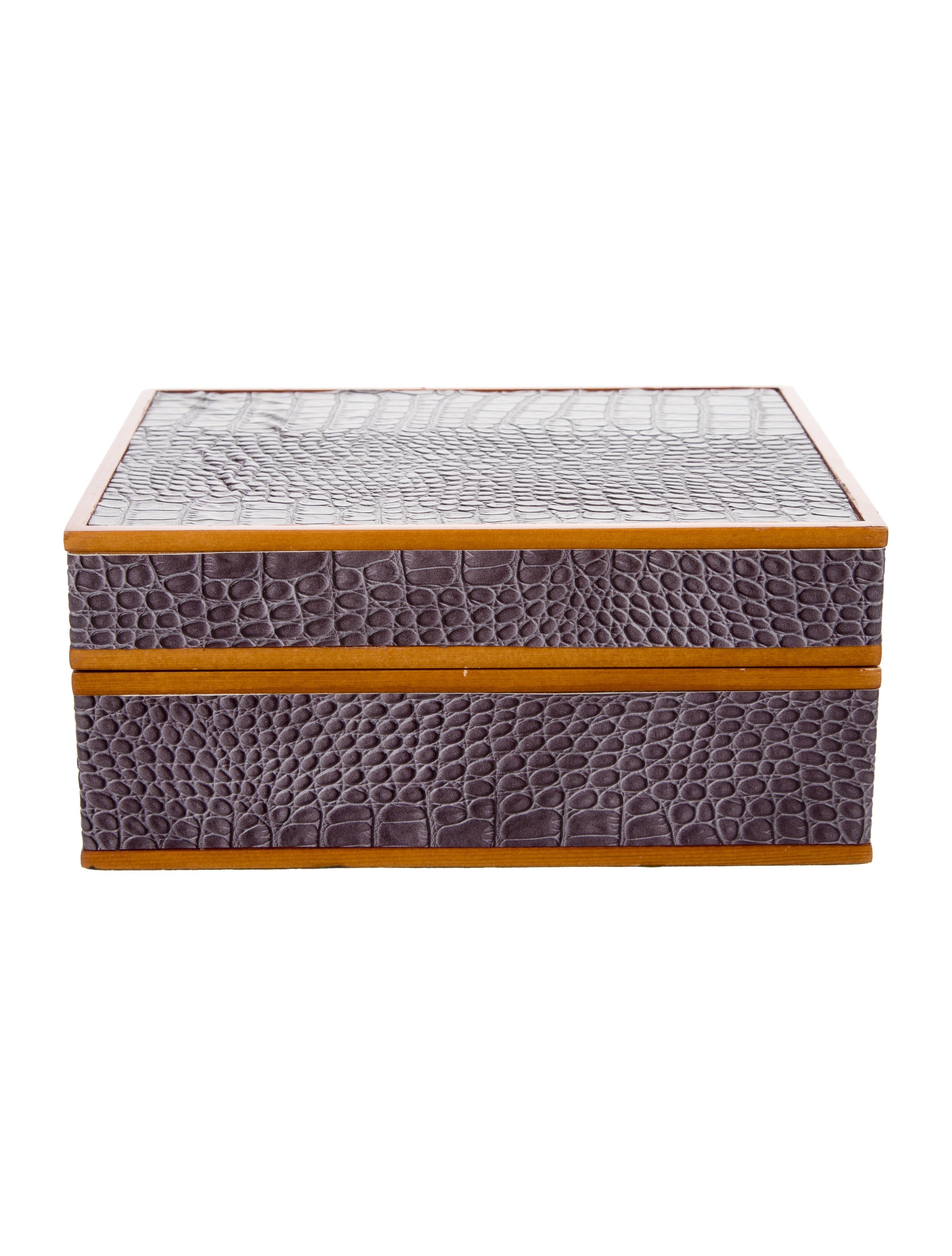 Decorative Box Embossed Leather Boxes Purple Decorative Accents