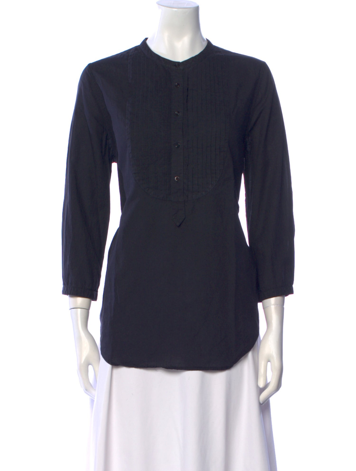 Boy. by Band of Outsiders Mock Neck Three-Quarter Sleeve Button-Up Top