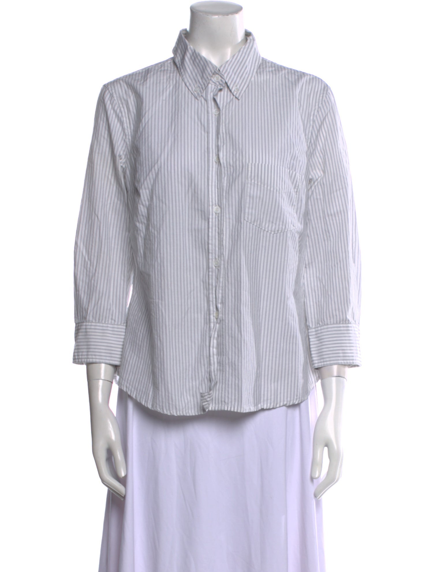 Boy. by Band of Outsiders Striped Three-Quarter Sleeve Button-Up Top