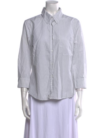Boy. by Band of Outsiders Striped Three-Quarter Sleeve Button-Up Top