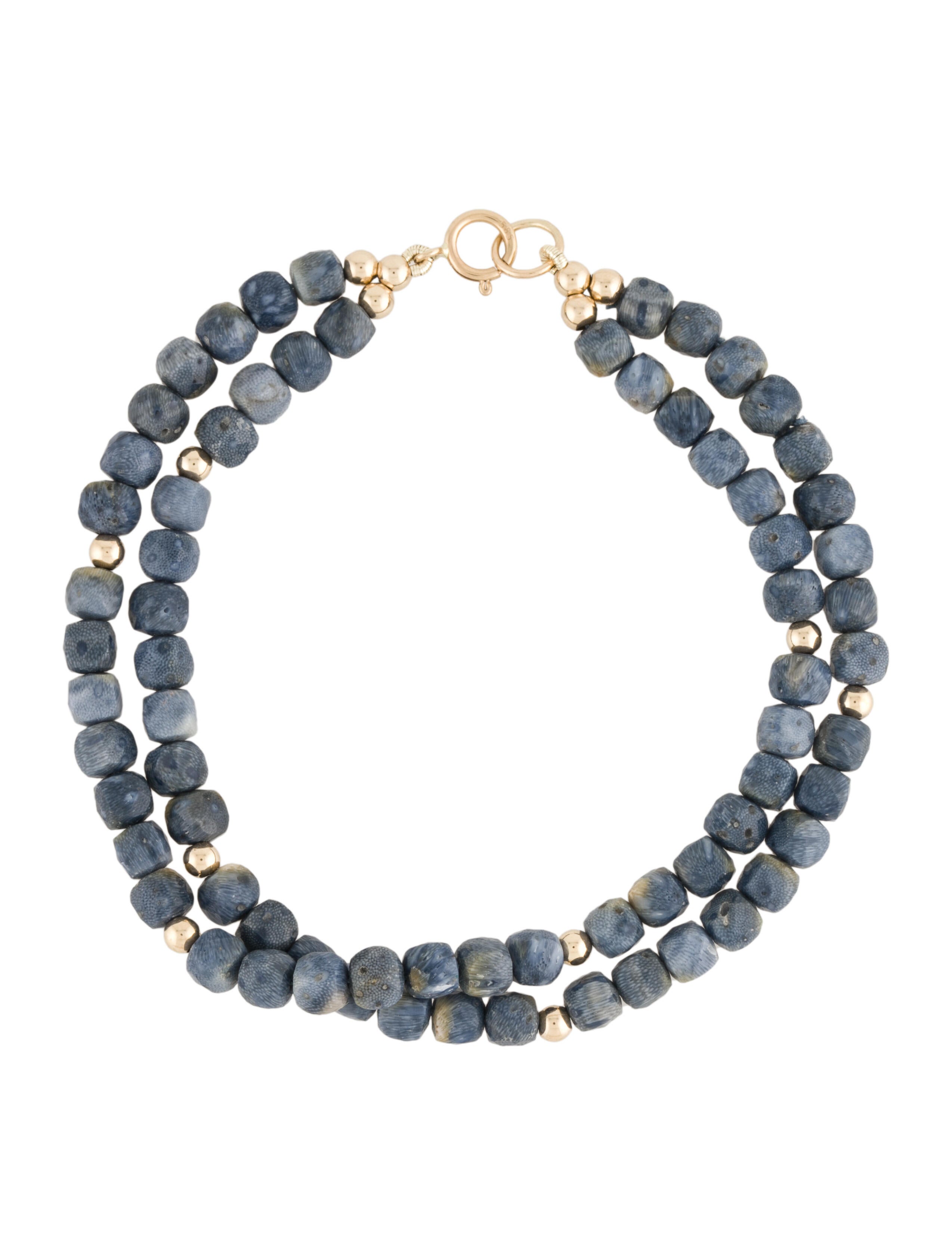 Bracelet 14K Dyed Coral Double Strand Bead Strand Bracelet 14K Yellow