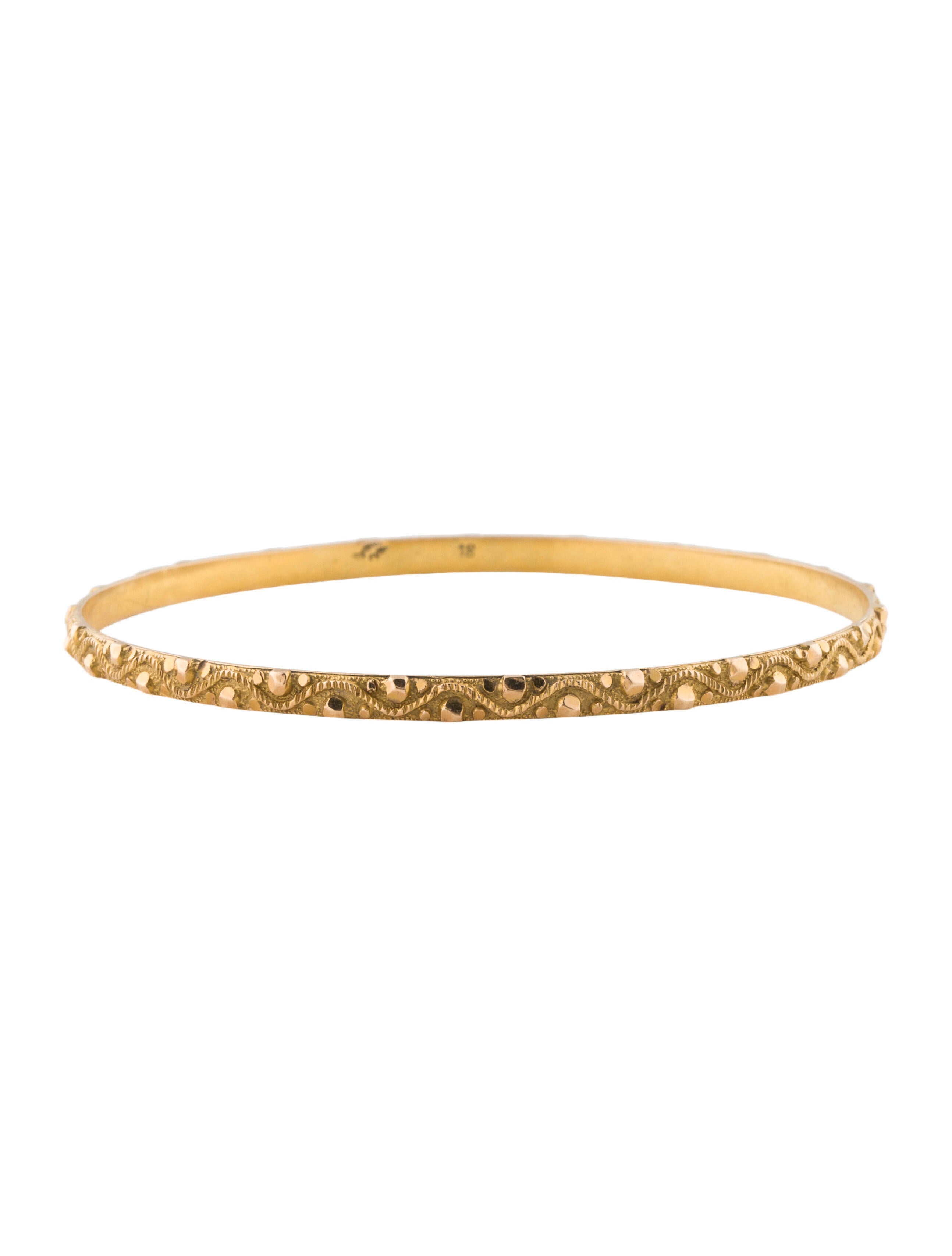 Bracelet 18K Textured Bangle Bracelet 18K Yellow Gold Bangle