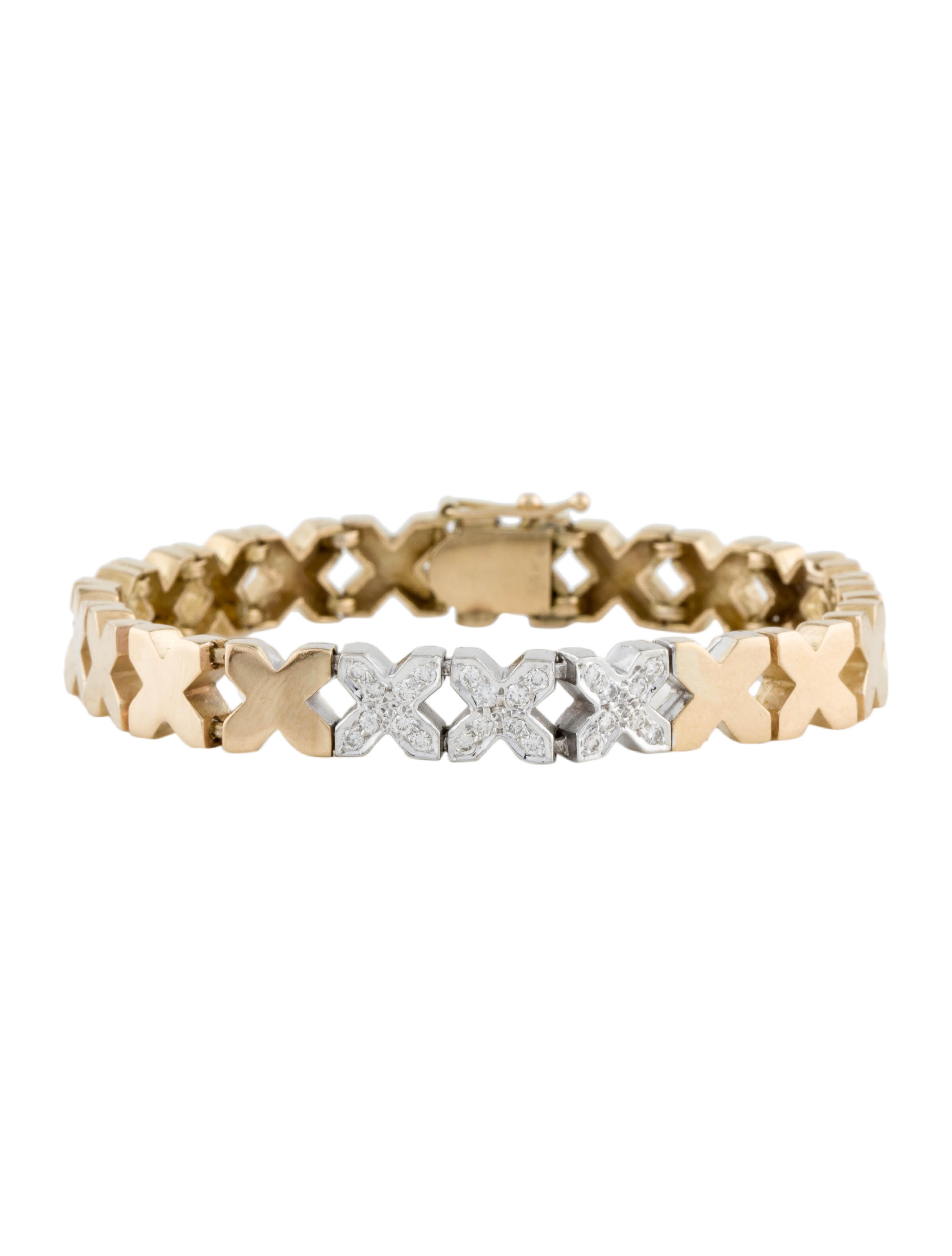 Bracelet 14K Diamond X Link Bracelet 14K Yellow Gold Link, Bracelets