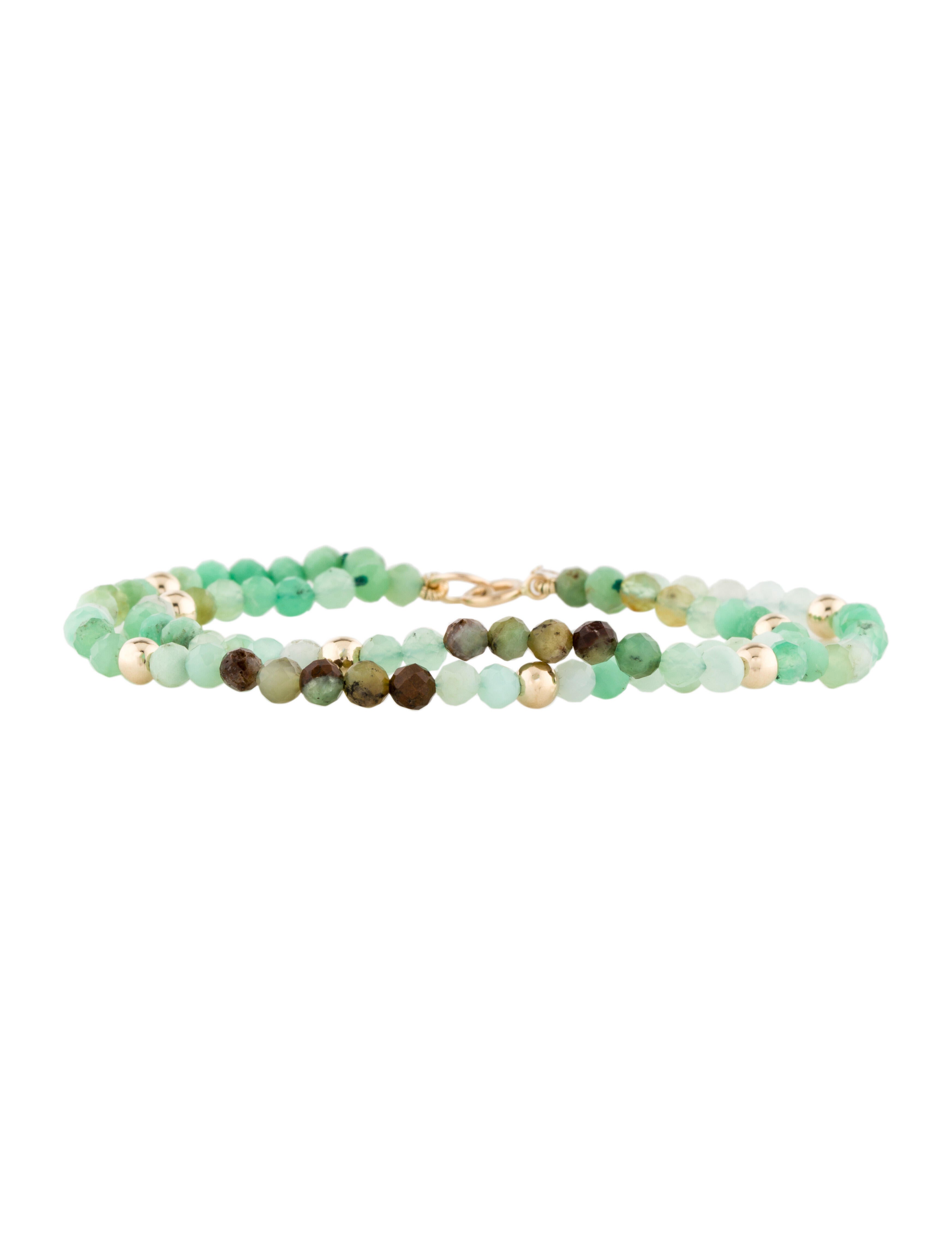 Bracelet 14K Chrysoprase Double Strand Bead Bracelet 14K Yellow Gold