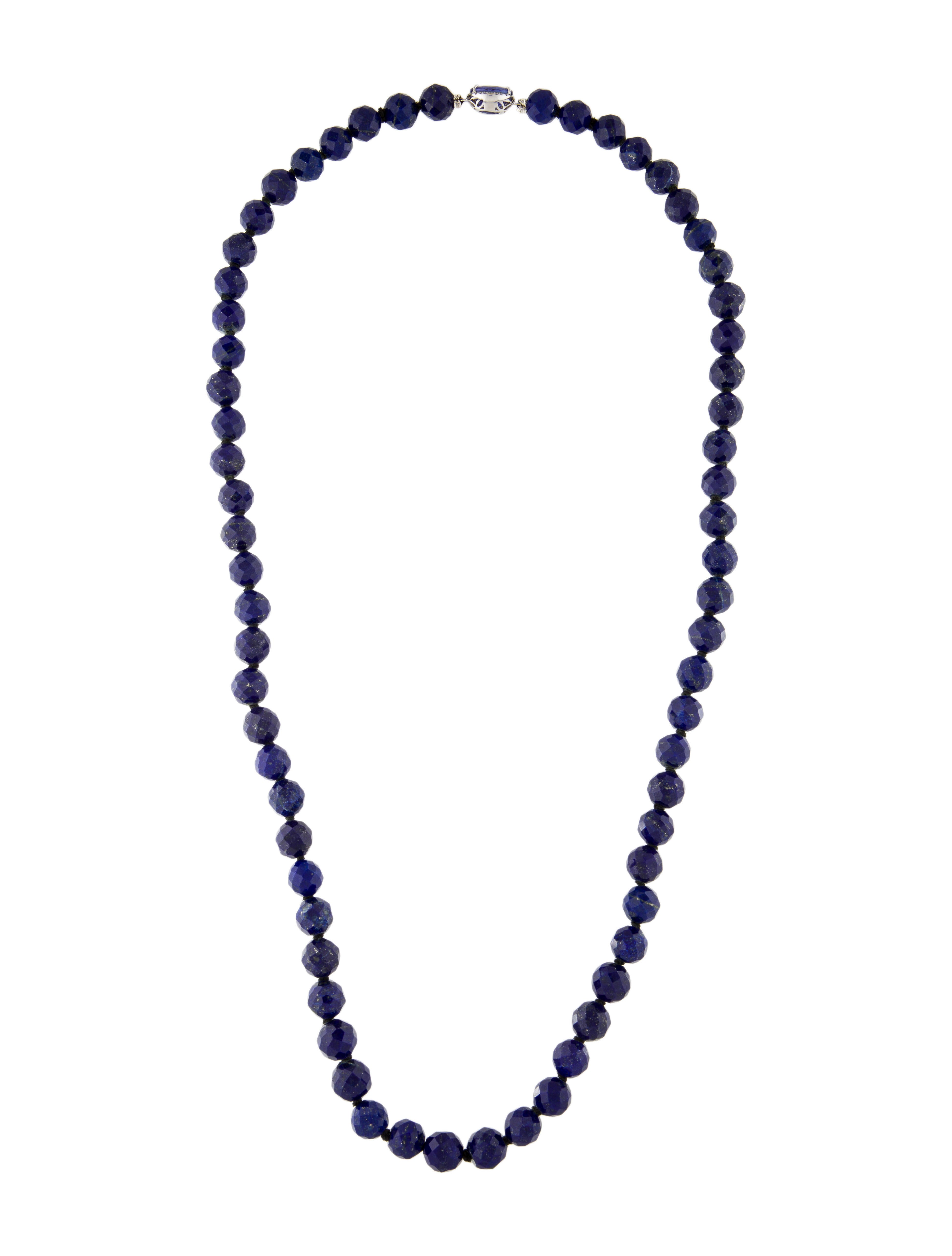 Necklace 14K 5.34ct Tanzanite, Lapis Lazuli & Diamond Bead Necklace