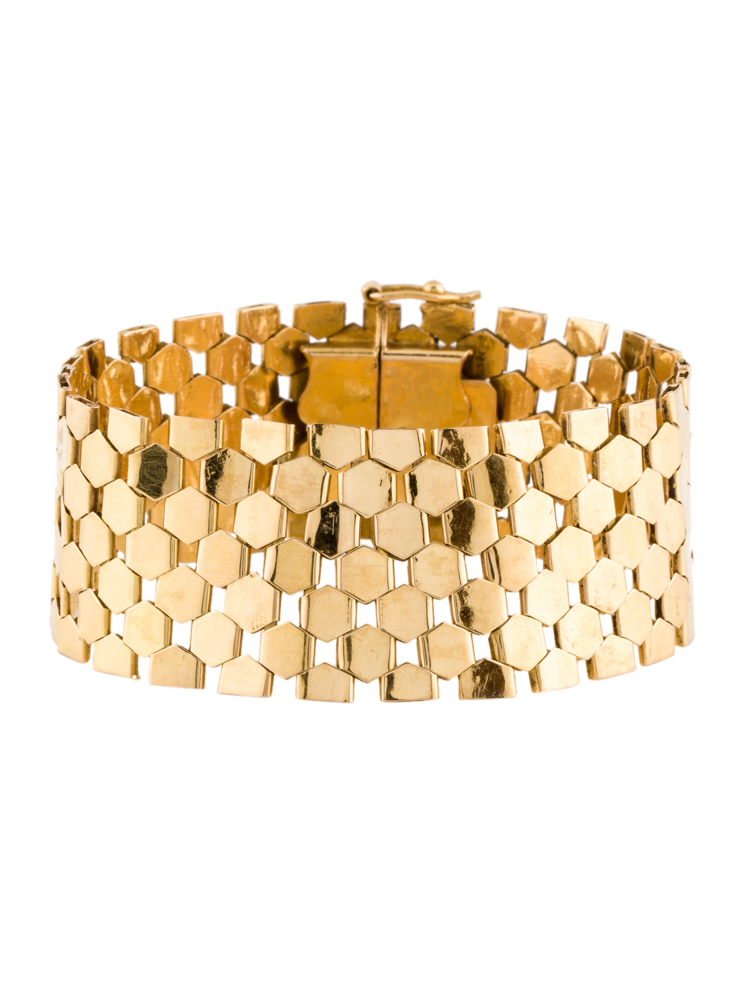 Bracelet 18K Hexagonal Link Bracelet 18K Yellow Gold Link, Bracelets