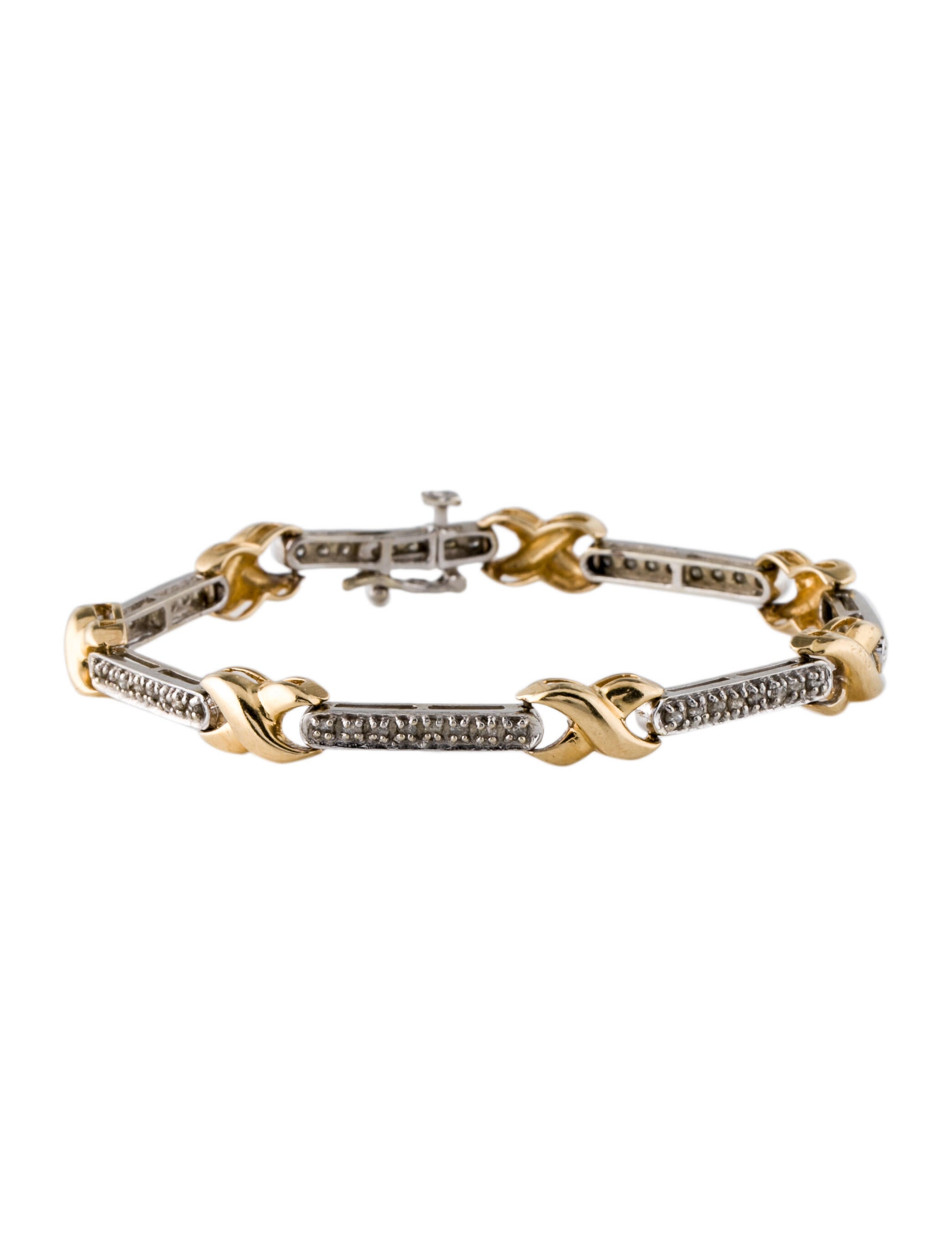 Konstantino TwoTone Diamond Cross Link Bracelet 18K Yellow Gold Link