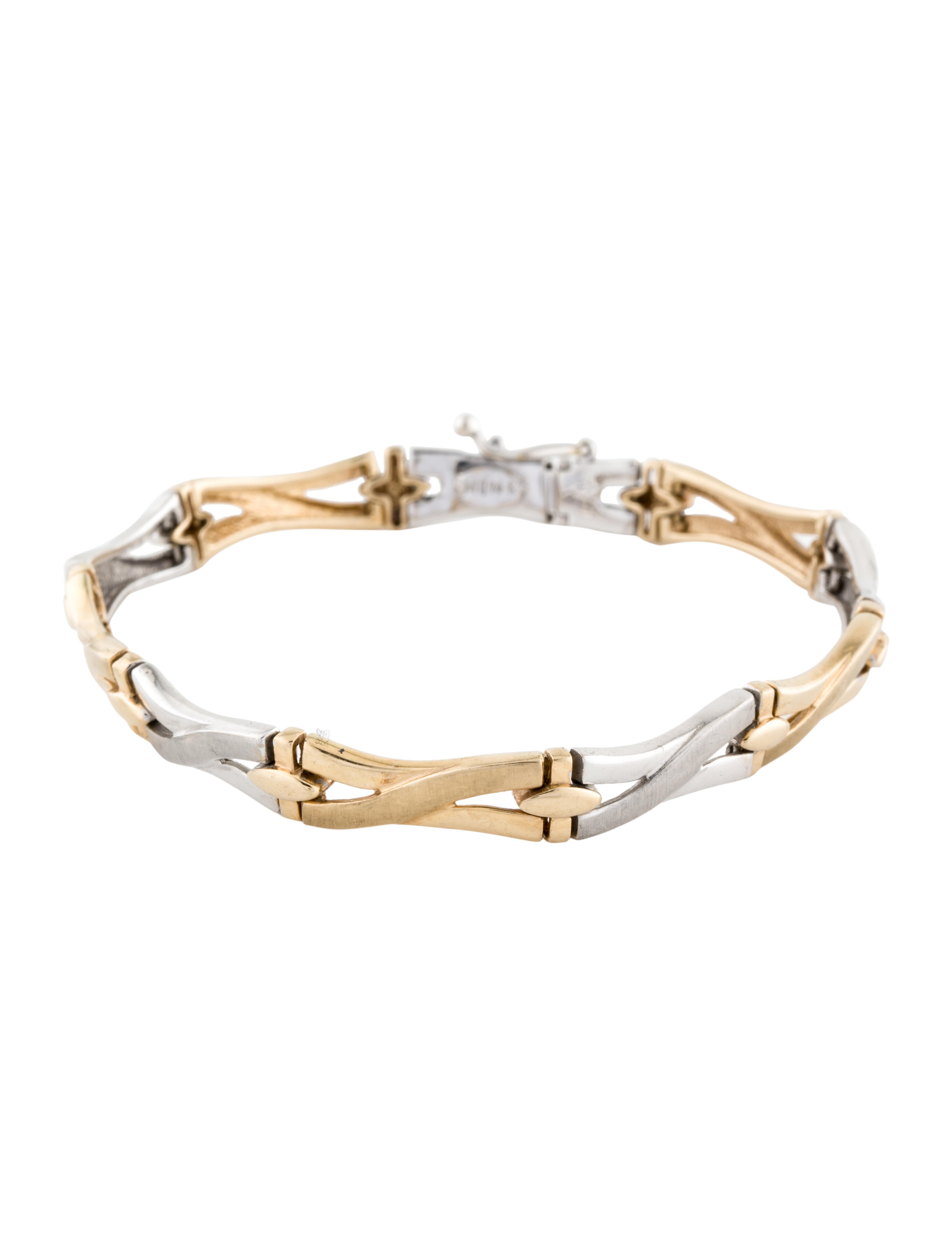 Bracelet 14K TwoTone X Link Bracelet 14K Yellow Gold Link, Bracelets