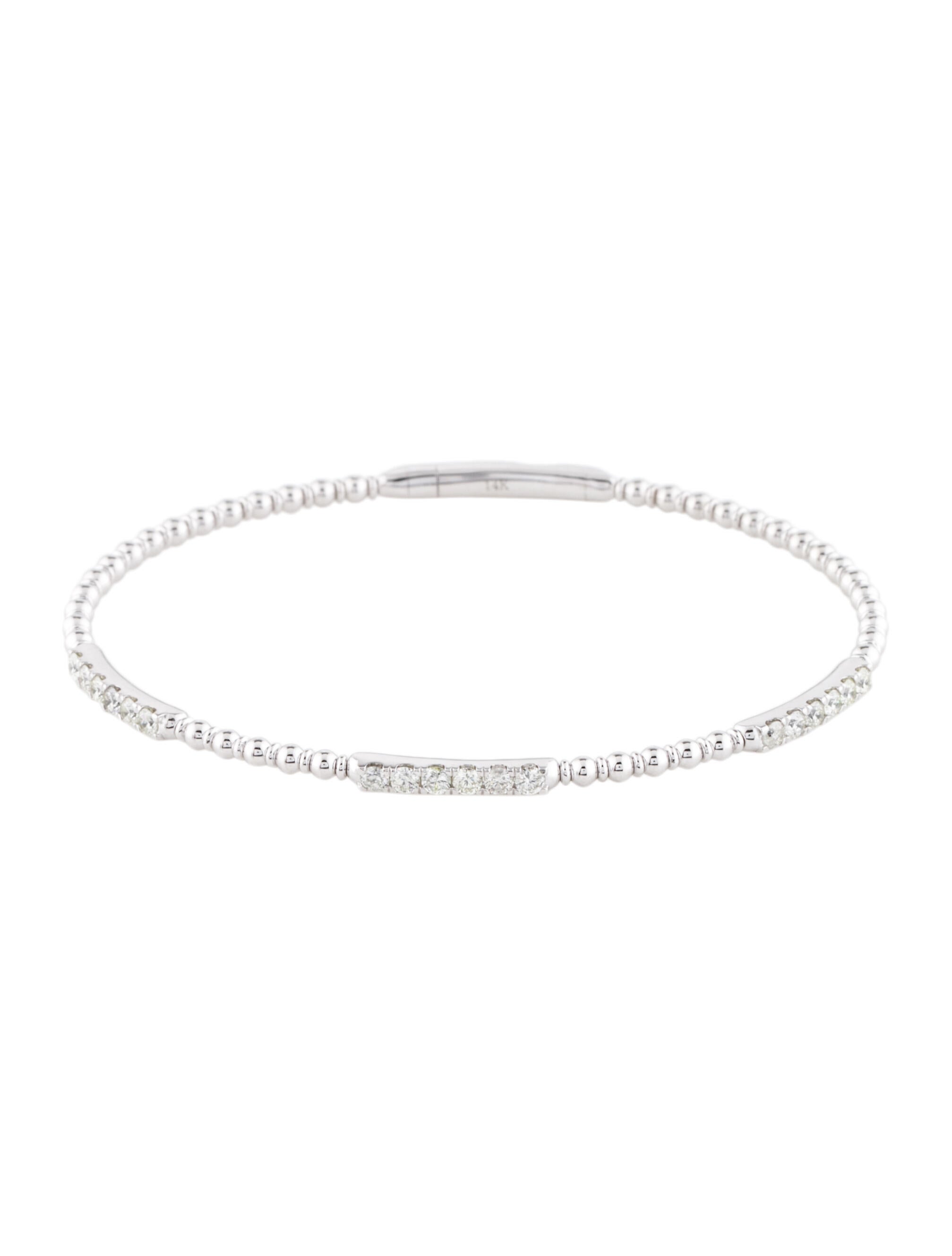 Bracelet 14K Diamond Station Bangle Bracelet RhodiumPlated 14K White