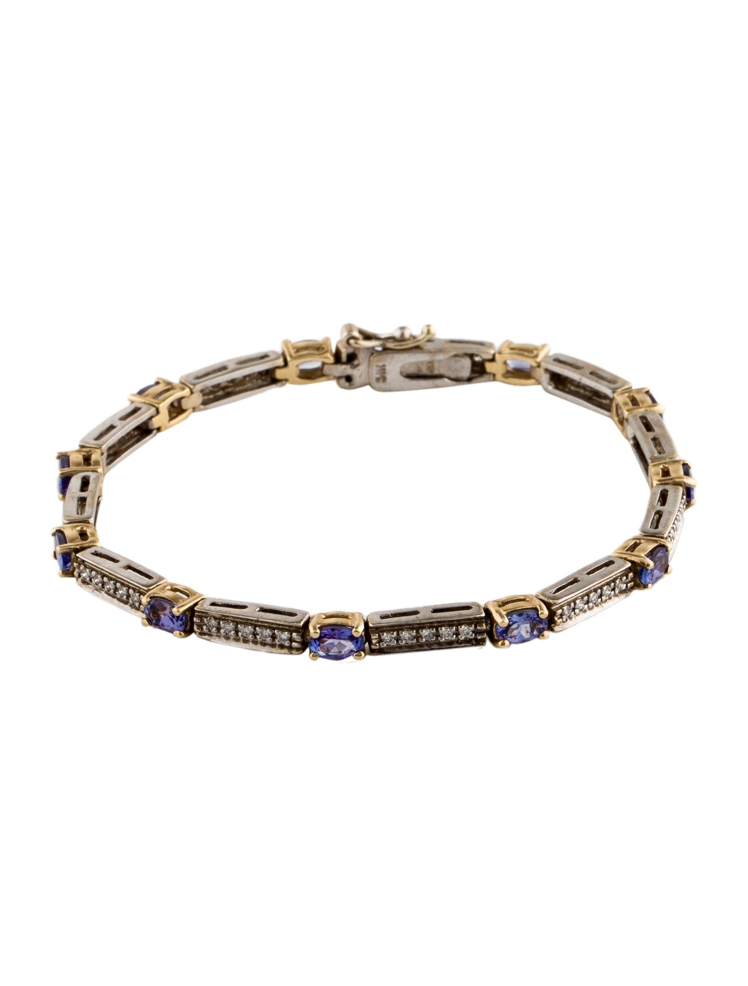 Bracelet 18K Diamond Station Bracelet RhodiumPlated 18K White Gold Link, Bracelets