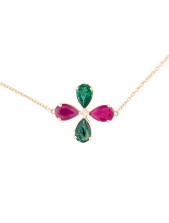 Bracelet 14K Ruby & Emerald Station Bracelet