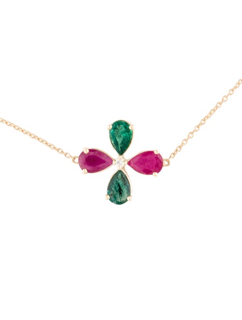 Bracelet 14K Ruby & Emerald Station Bracelet