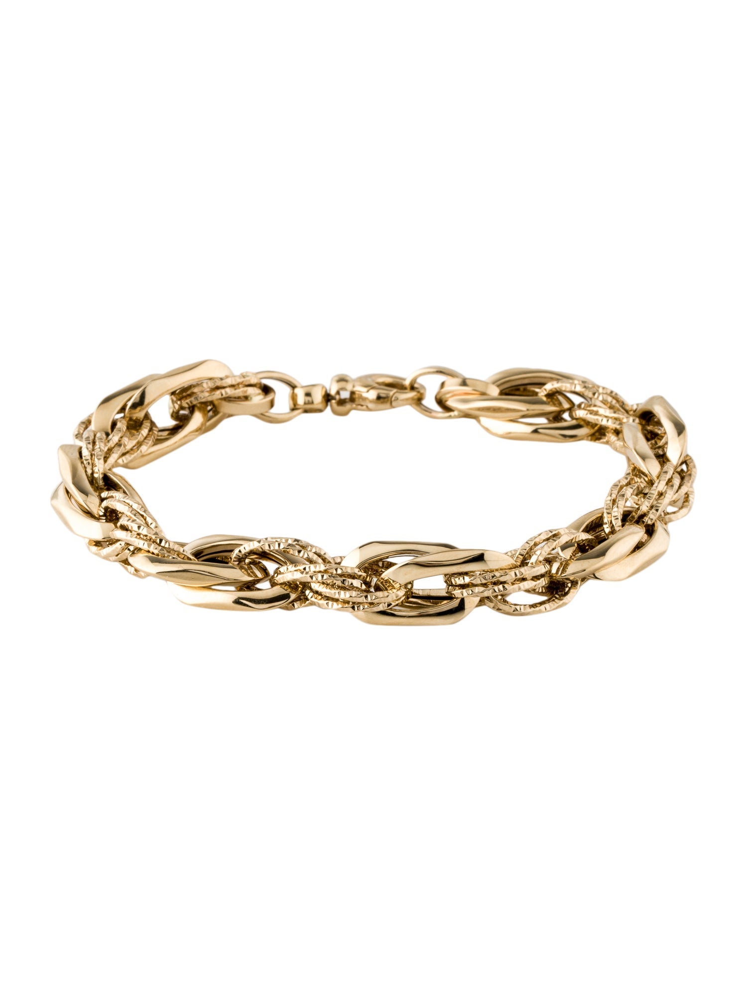 Bracelet 14K Textured Chain Link Bracelet 14K Yellow Gold Link