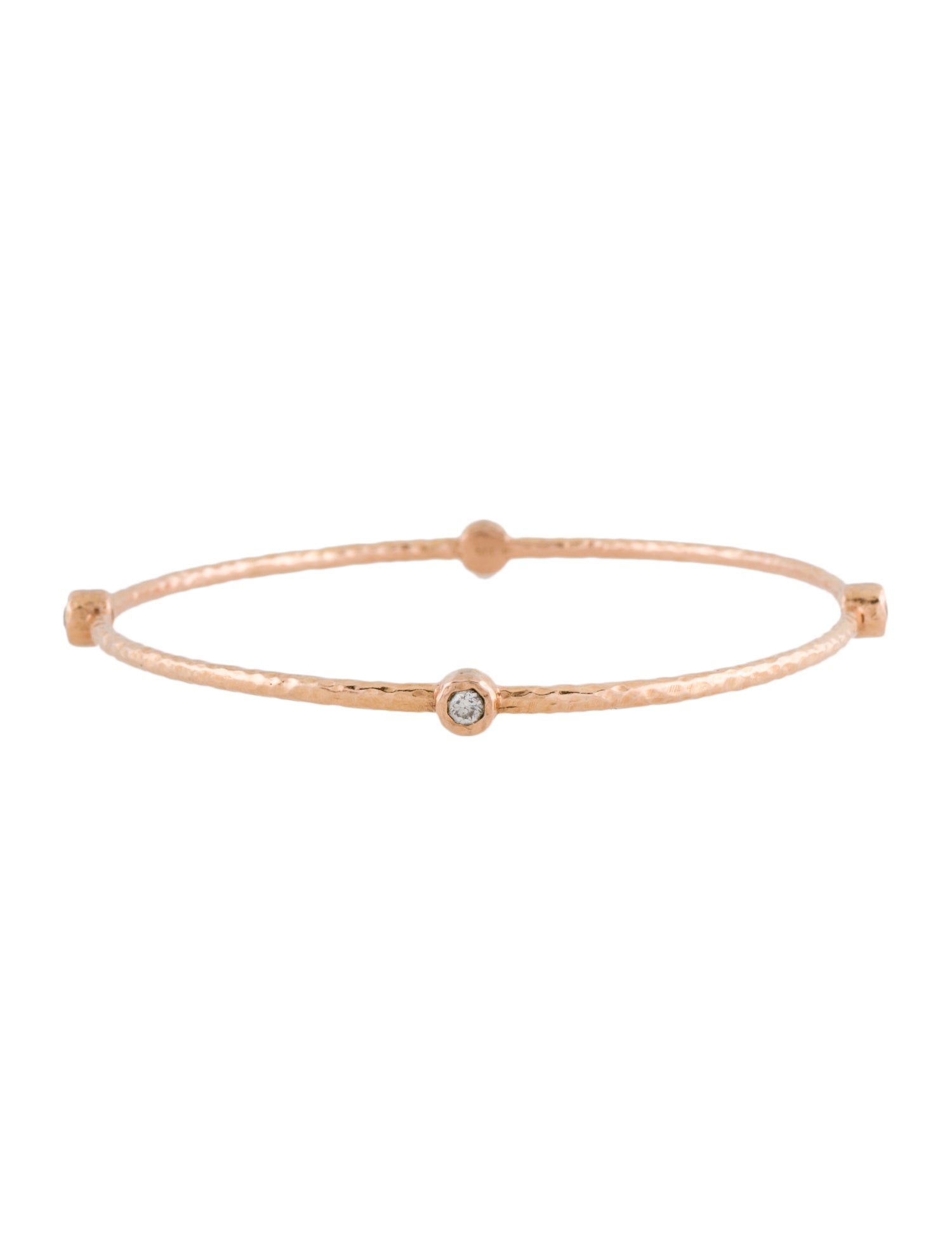 Bracelet 14K Diamond Station Bangle 14K Rose Gold Bangle, Bracelets