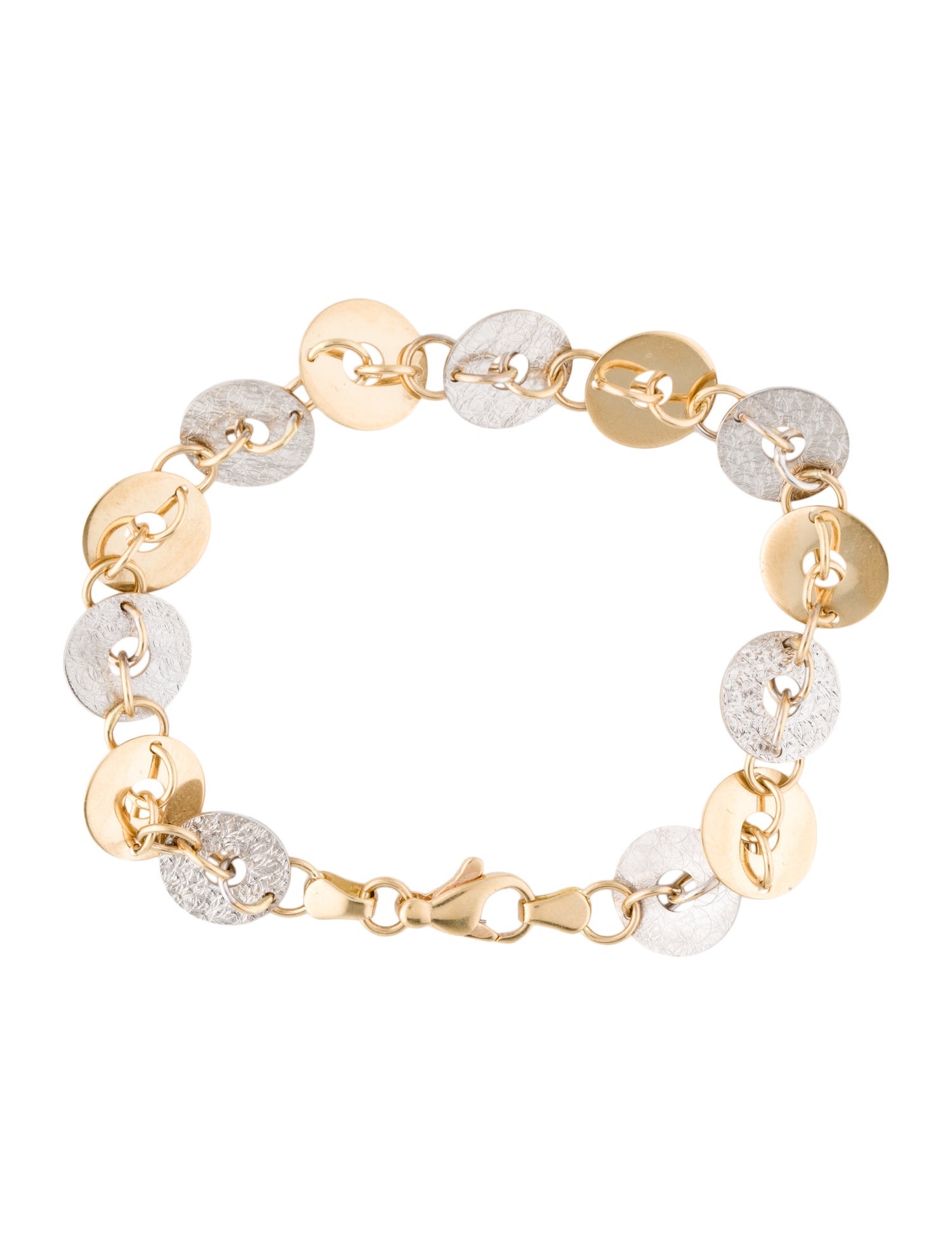 Bracelet TwoColor 14K Disc Link Bracelet 14K Yellow Gold Link, Bracelets BRACE133003 The