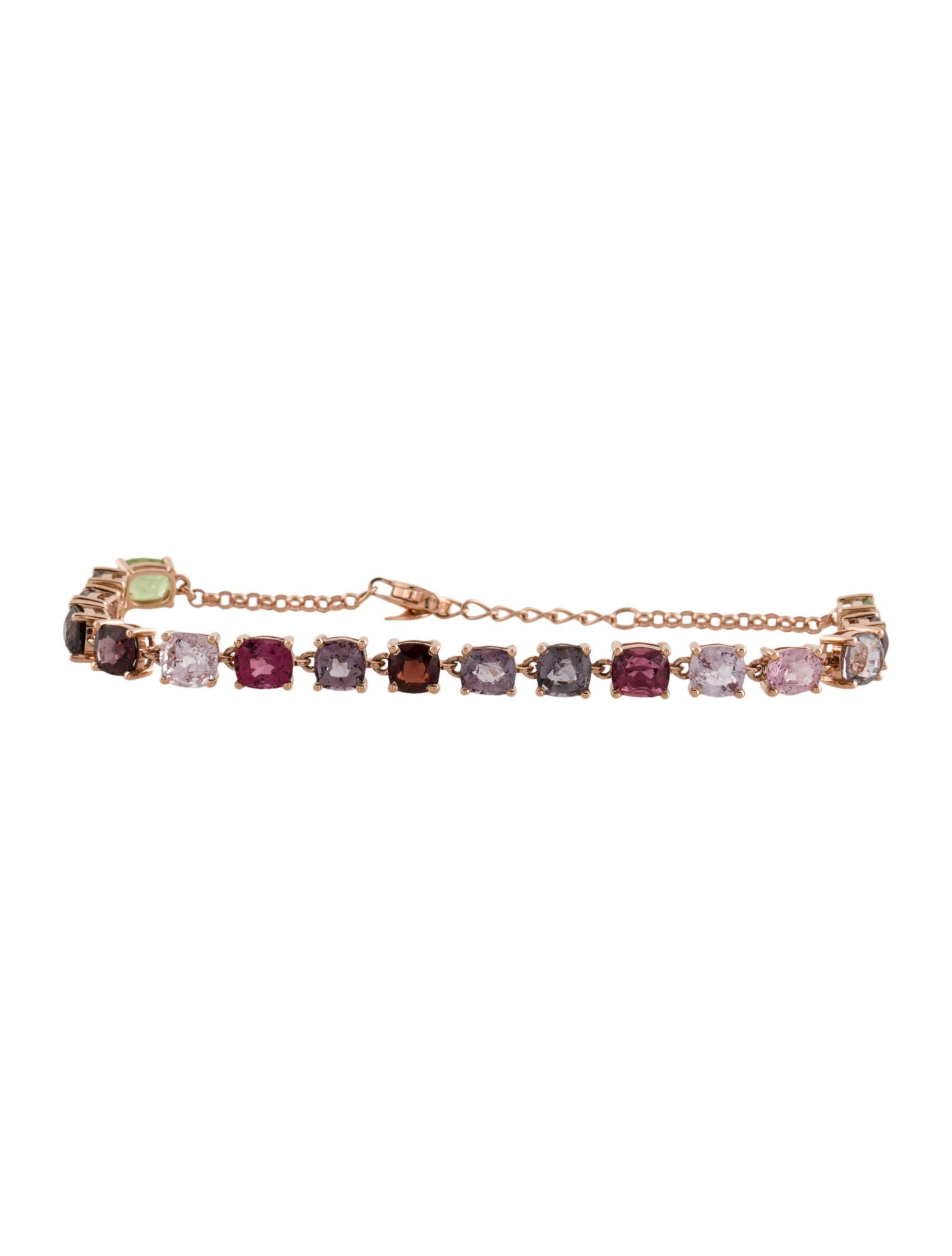 Bracelet 18K 10.59ctw Multicolor Spinel & Peridot Link