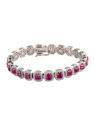 Bracelet 14K Ruby & Diamond Link Bracelet