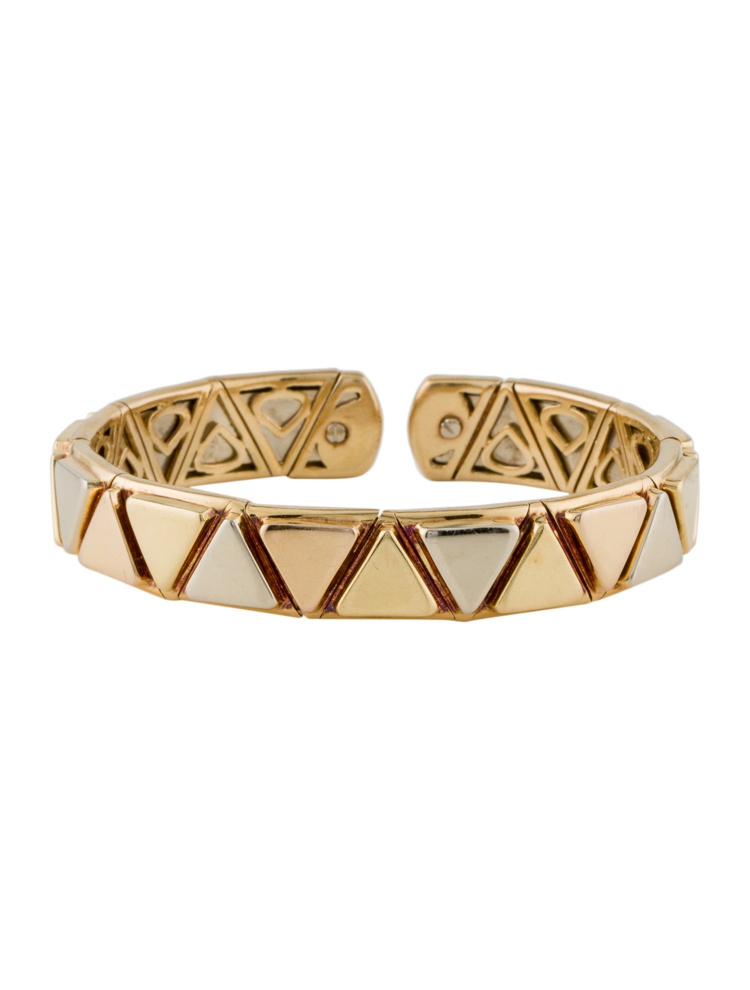 Bracelet 18K TriColor Geometric Flexible Cuff, 18K Yellow Gold Cuff
