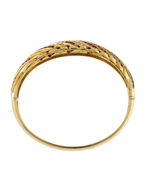 Bracelet 18K 12.00ctw Ruby & Diamond Hinged Bangle Bracelet