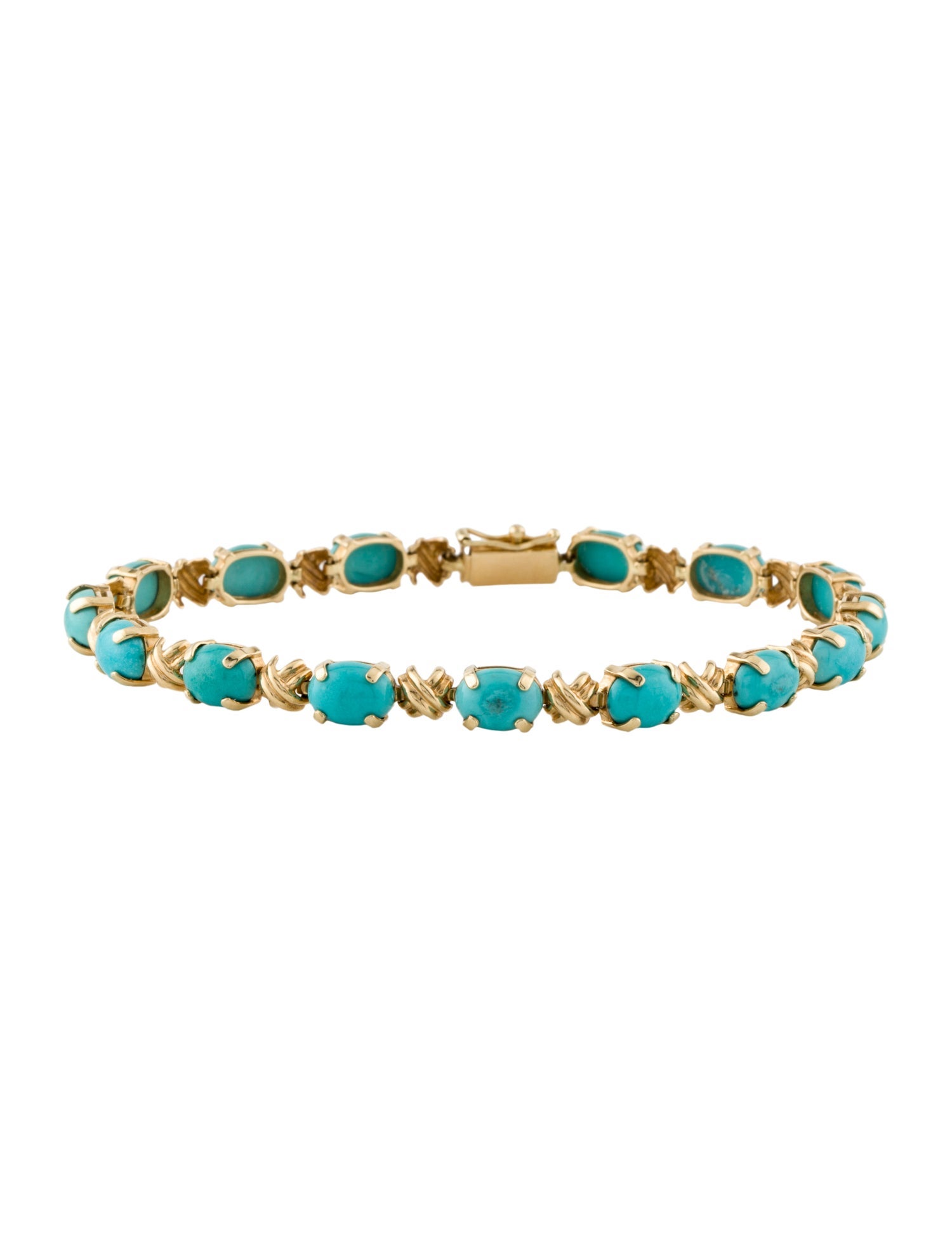 Bracelet 14K Turquoise Link Bracelet 14K Yellow Gold Link, Bracelets