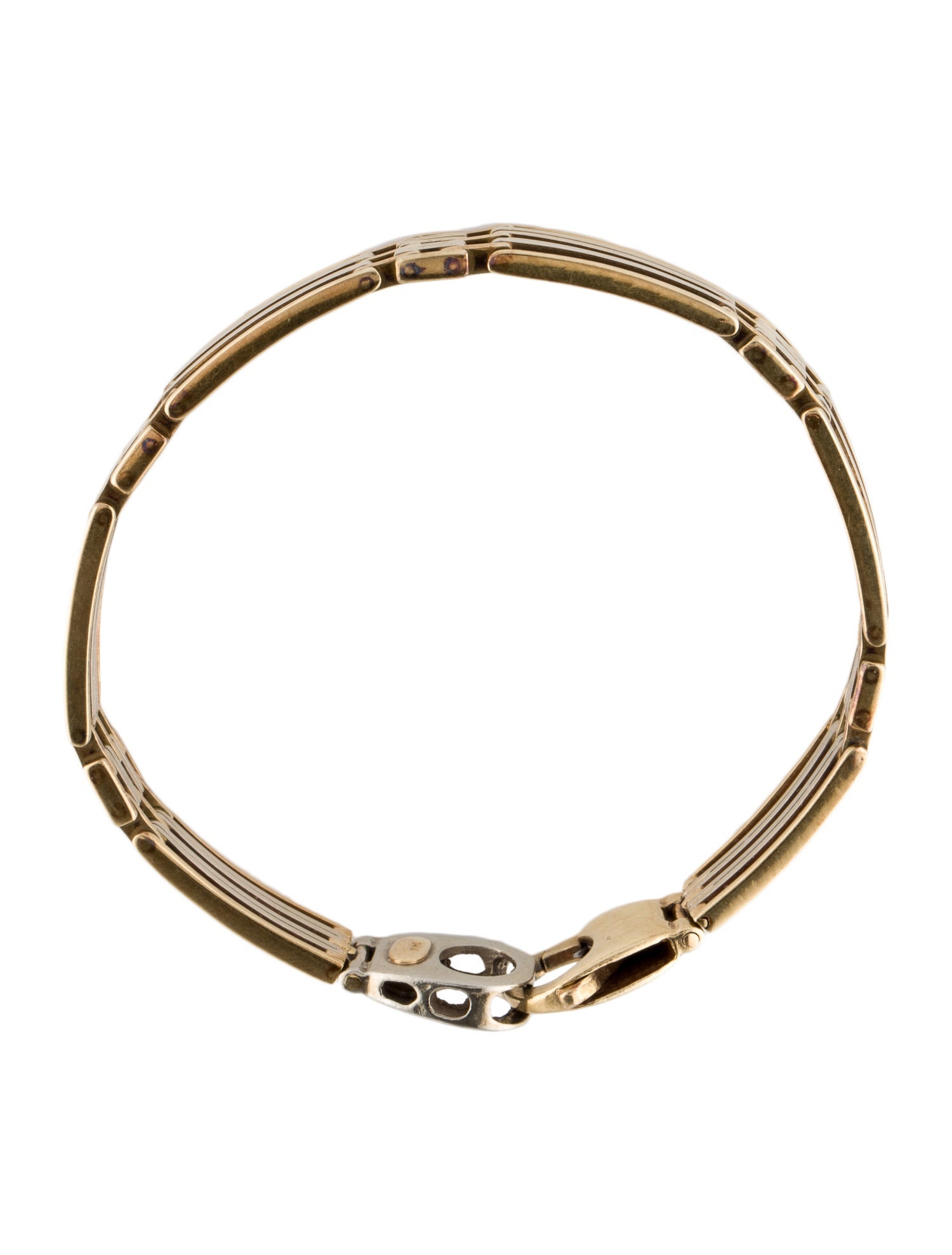 14k Two-Tone Gold Interlaced Smooth and Textured Link Bracelet (10.00 mm) main image 1