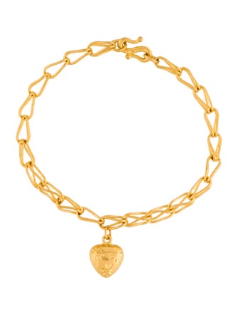 Bracelet 24K Link Heart Charm Bracelet