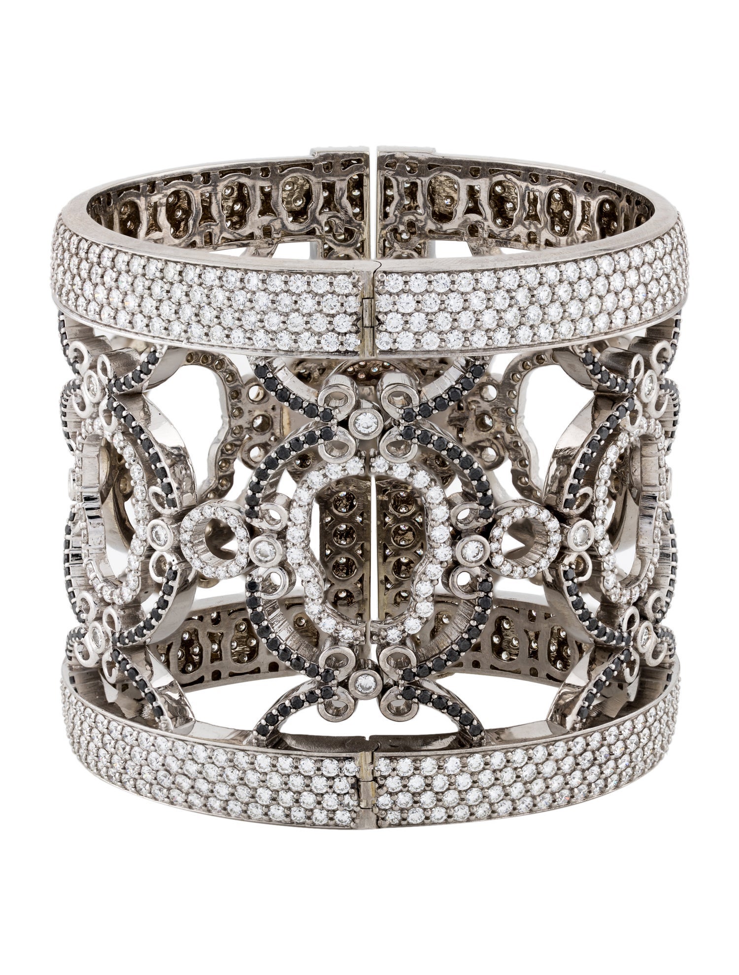 Bracelet 14K 30.90ctw Diamond Lattice Hinged Bangle