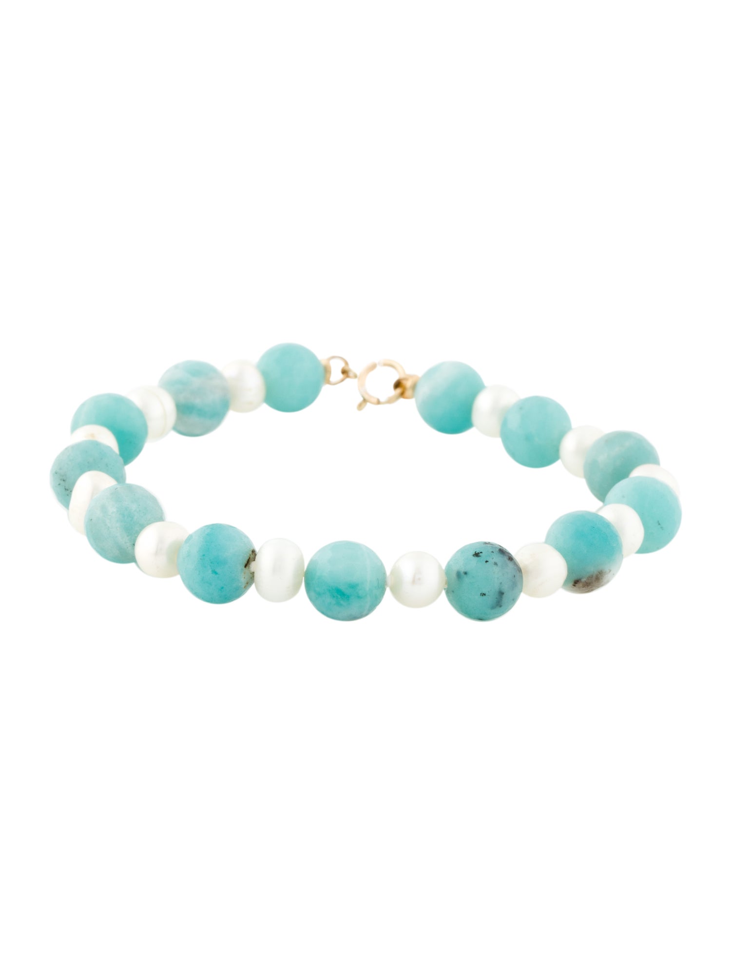Bracelet 14K Amazonite & Pearl Bead Bracelet