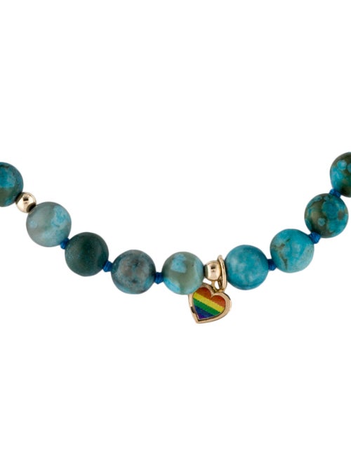 Bracelet 14K Dyed Magnesite Rainbow Heart Charm Bracelet