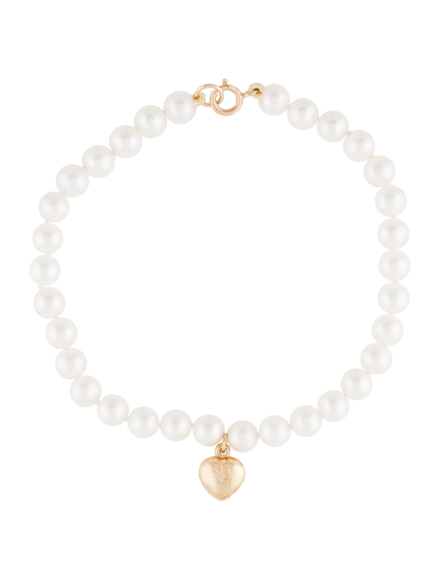 Bracelet 14K Pearl Heart Charm
