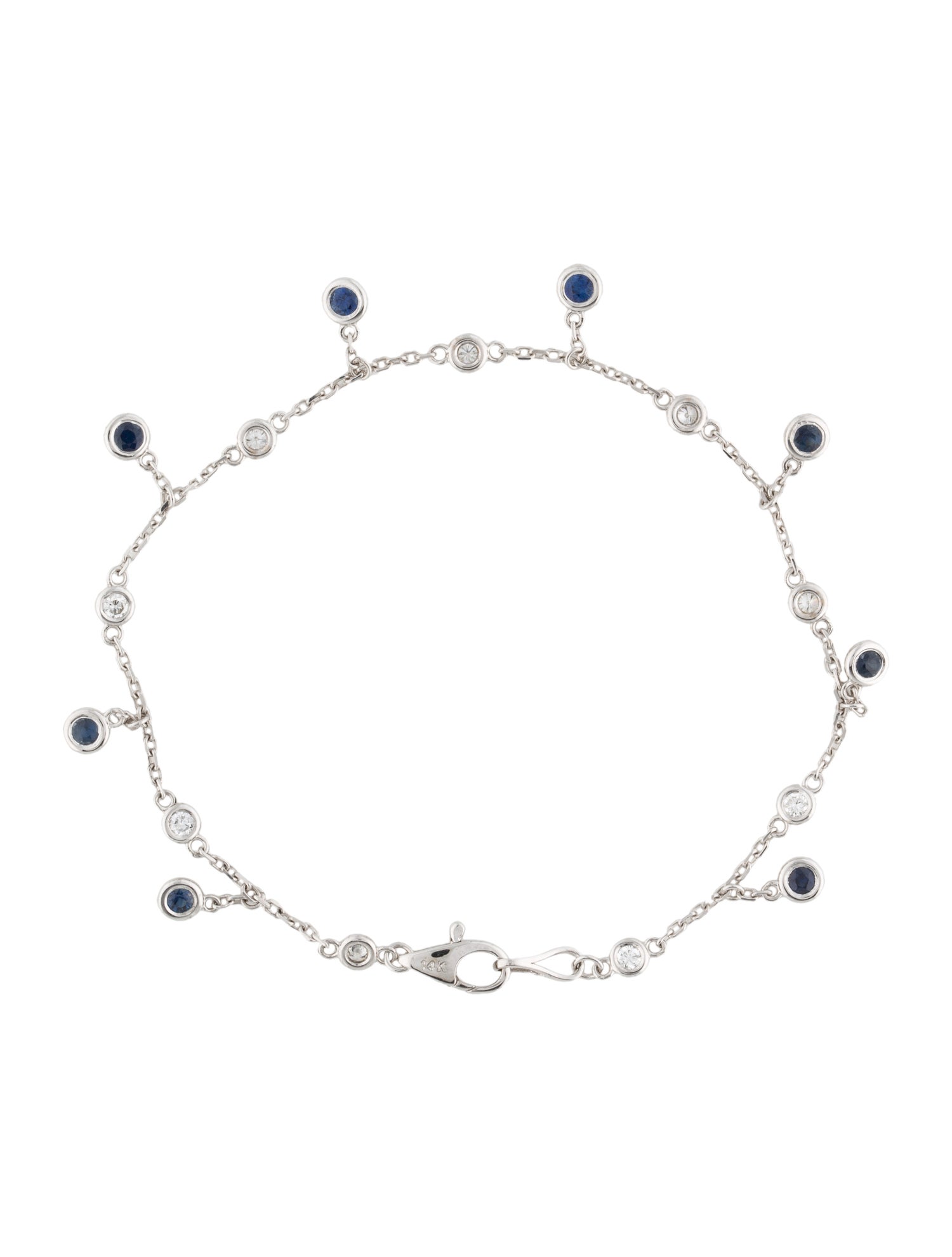 Bracelet 14K Sapphire & Diamond Station Bracelet