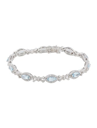 Bracelet 14K 3.00ctw Aquamarine & Diamond Link Bracelet