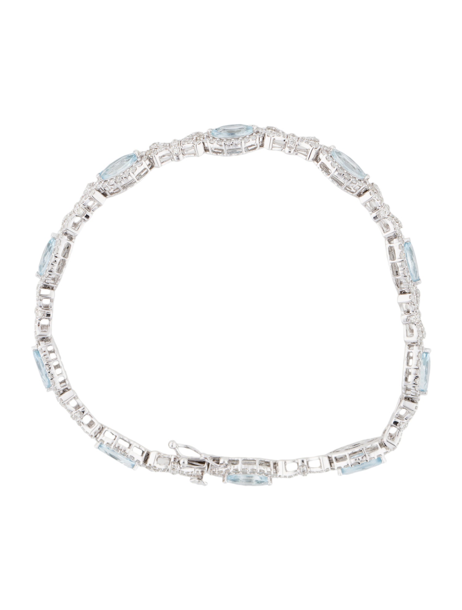 Bracelet 14K 3.00ctw Aquamarine & Diamond Link Bracelet