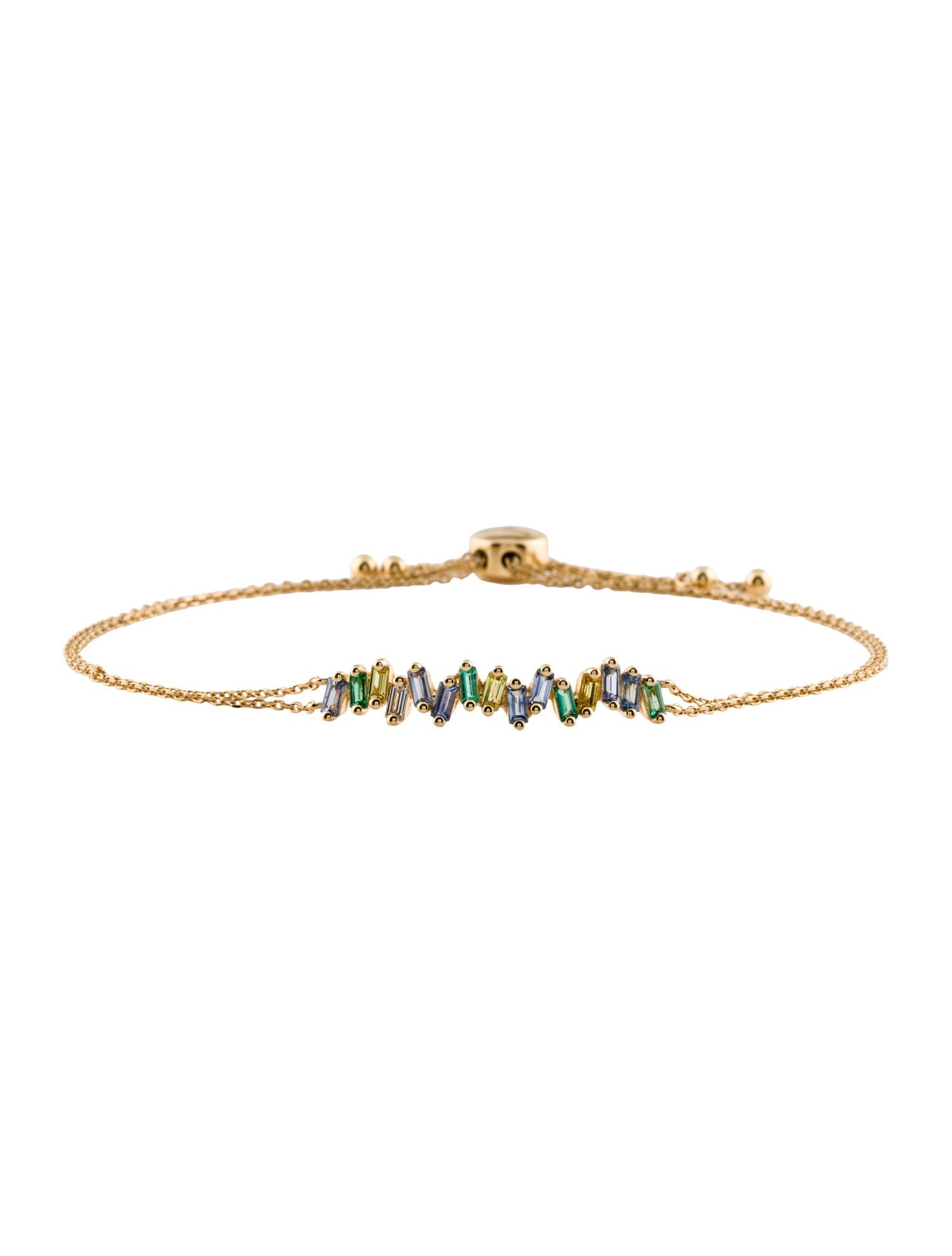 Suzanne Kalan 18K Sapphire, Emerald & Diamond "One of a Kind" Bar Bracelet